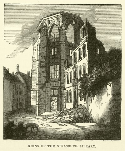 Ruinene av Strasburg-biblioteket, september 1870 av English School