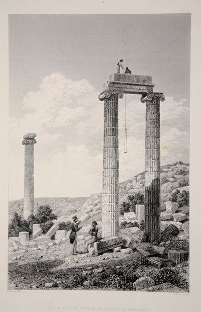 Ruinene av tempelet til Apollo Branchidae, pub. 1863 litografi. av English School