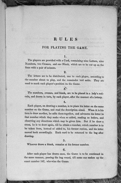Regler for å spille spillet med Star-Spangled Banner eller emigranter til USA, ca. 1840 av English School