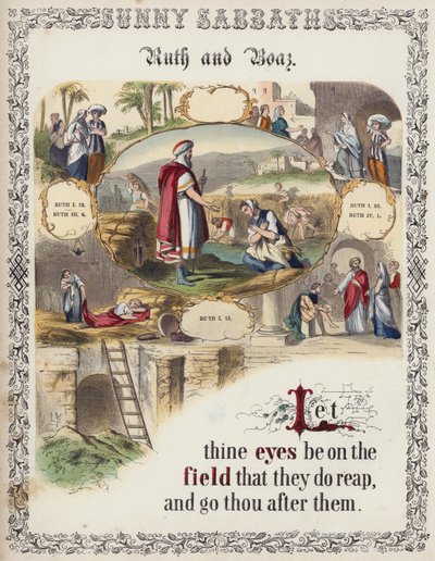 Ruth og Boas (farget gravering) av English School