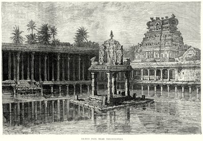 Hellig basseng nær Trichinopol (gravering) av English School