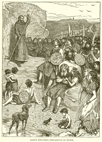 Saint Columba forkynner i Mona av English School