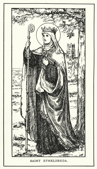 Den hellige Etheldreda (gravering) av English School