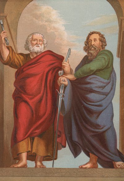 Sankt Peter og Sankt Paulus (fargelitografi) av English School