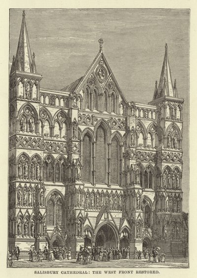 Salisbury Cathedral, vestfronten restaurert av English School