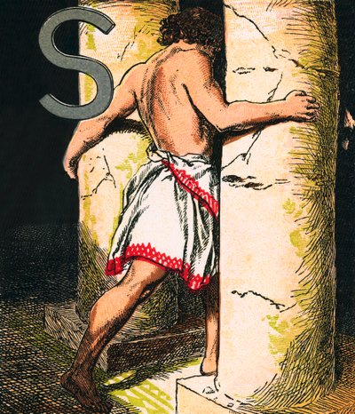 Samson (fargelitografi) av English School