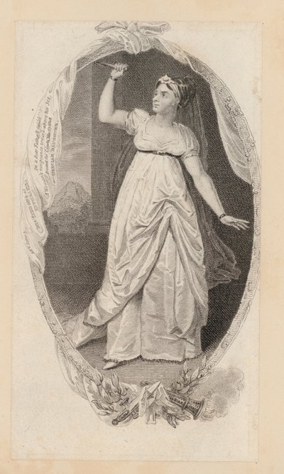 Sarah Siddons, skuespillerinne, som Euphrasia (gravering) av English School