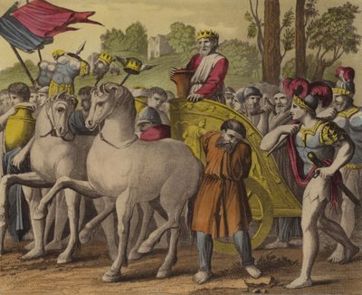 Sauls styrte og død (farge litho) av English School