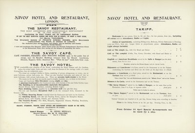 Savoy Hotel-tariff, 1900 av English School