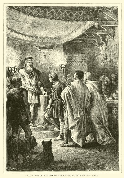 Saxon Noble tar imot fremmede gjester i salen sin av English School