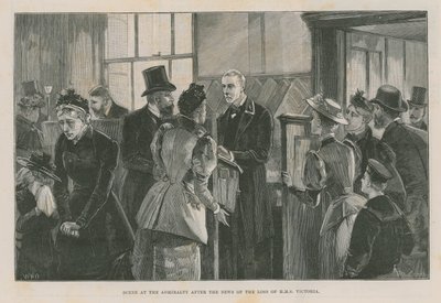 Scene på The Admiralty etter nyheten om tapet av Victoria av English School