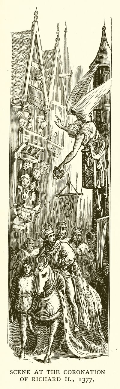 Scene ved kroningen av Richard II, 1377 av English School