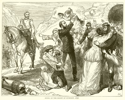 Scene ved Relief of Lucknow, 1858 av English School