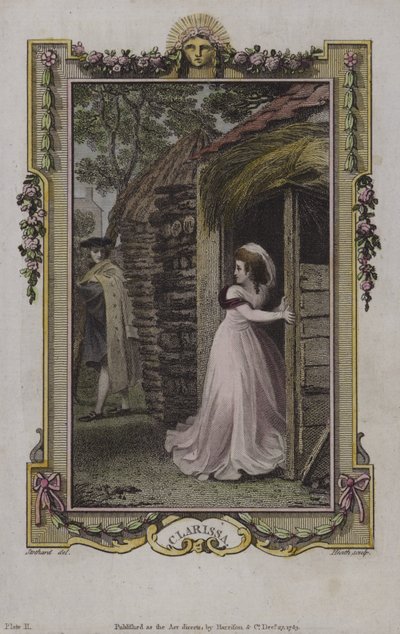 Scene fra Clarissa, av Samuel Richardson av English School
