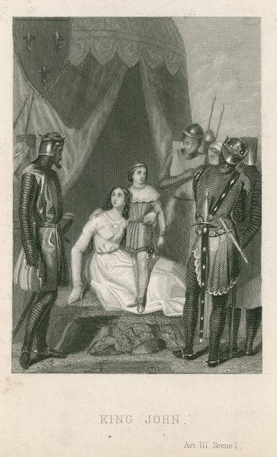 Scene fra King John av William Shakespeare av English School