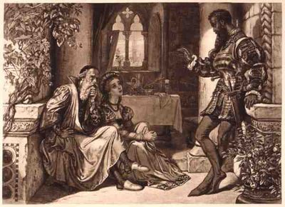Scene fra Othello, Act I Scene 3, av William Shakespeare (1564-1616) (gravering) av English School
