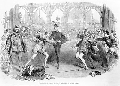 Scene fra Spohrs Faust ved Royal Italian Opera, 1852 av English School
