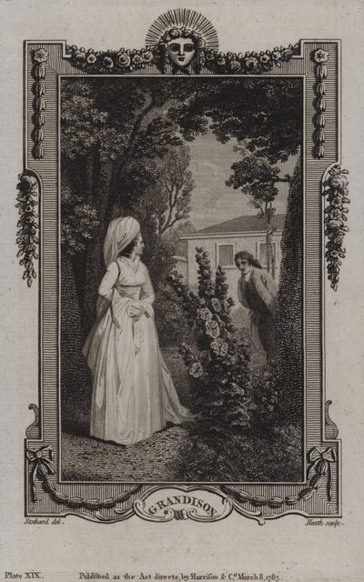 Scene fra The History of Sir Charles Grandison, av Samuel Richardson av English School