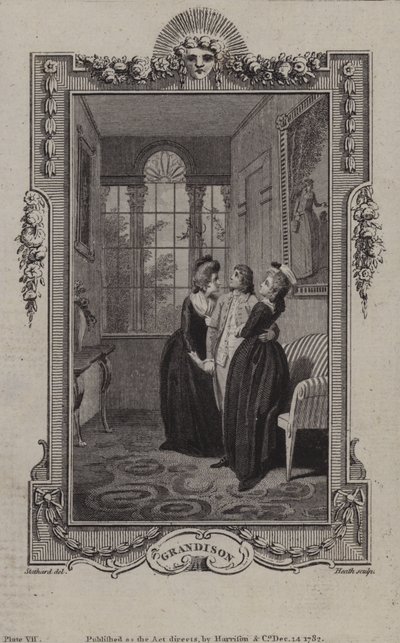 Scene fra The History of Sir Charles Grandison, av Samuel Richardson av English School