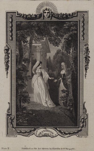 Scene fra The History of Sir Charles Grandison, av Samuel Richardson av English School