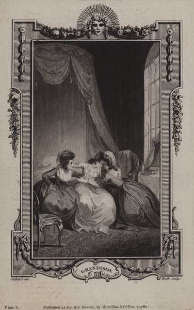Scene fra The History of Sir Charles Grandison, av Samuel Richardson av English School