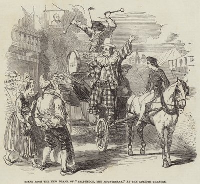 Scene fra det nye dramaet til "Belphegor, The Mountebank," på Adelphi Theatre (gravering) av English School