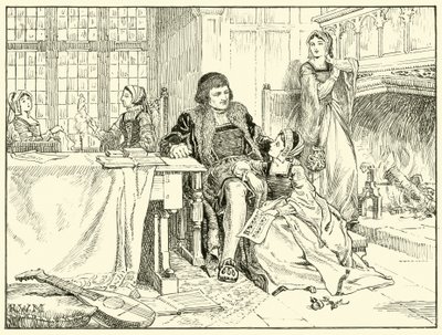Scene i Mores Chelsea Home (blekk på papir) av English School