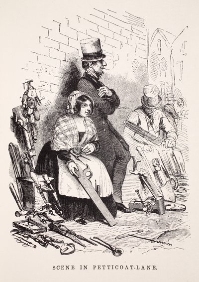 Scene i Petticoat-Lane, illustrasjon fra London Labor og London Poor av Henry Mayhew, pub. 1862 av English School