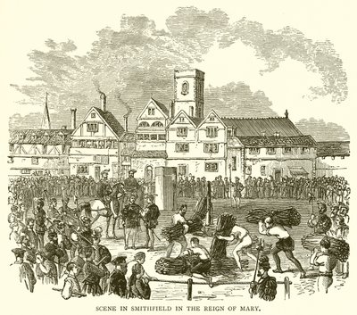 Scene i Smithfield i Reign of Mary av English School