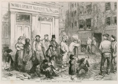 Scene i en London Street på en søndag morgen av English School