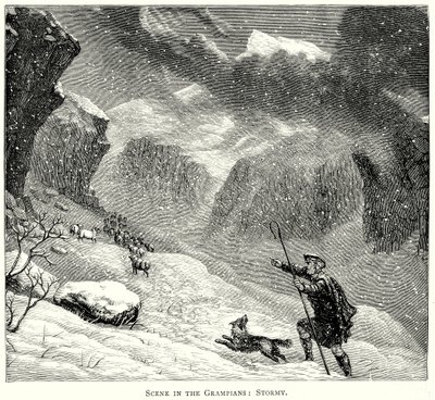 Scene i Grampians: Stormfull (gravering) av English School
