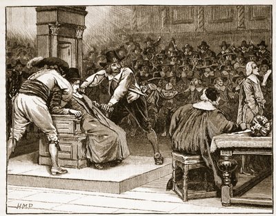 Scene i Underhuset: Speakeren tvang, illustrasjon fra Cassells Illustrated History of England (sepiafoto) av English School