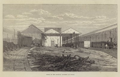 Scene for jernbaneulykken ved Wigan (gravering) av English School