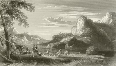 Scene ved Middelhavet, (Korstogenes tid) av English School