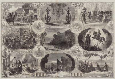 Scener fra Pantomimes og Extravaganzas (gravering) av English School