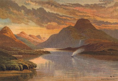 Skottland, Loch Lomond (farge litho) av English School