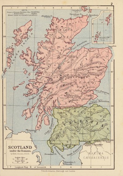 Skottland under romerne (fargelitografi) av English School