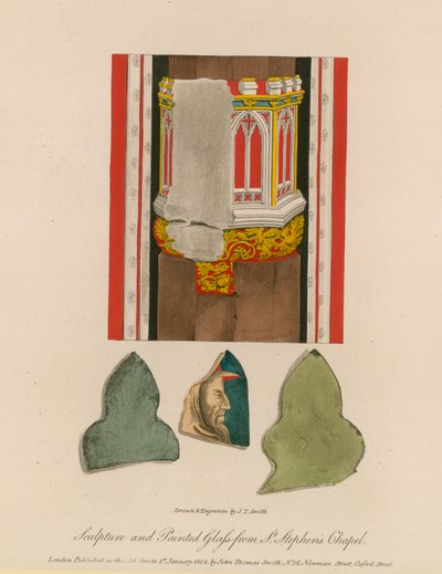 Skulptur og malt glass fra St Stephen