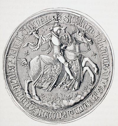 Segl av Jean II, hertug av Burgund, greve av Nevers og baron av Donzy, ca. 1880 av English School