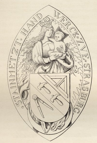 Seal of the Masons of Strasbourg, 1524, fra 'The History of Freemasonry, bind II', utgitt av Thomas C. Jack, London, 1883 av English School