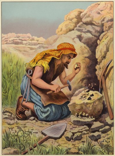 Søker etter skjulte skatter (farge litho) av English School