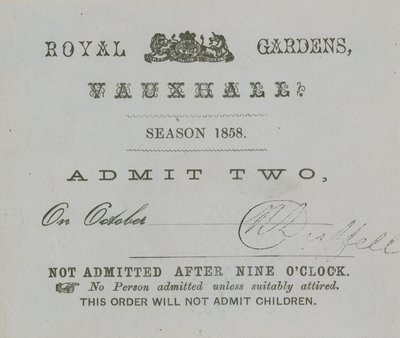 Sesongkort, Vauxhall Gardens, London av English School