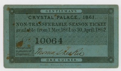 Sesongkort for adgang til Crystal Palace, 186162 av English School