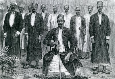 Sekebobo-sjef for Chagwe, Mtesa-sjef for Uganda, Chambarango og Pokino statsministeren (gravering) av English School