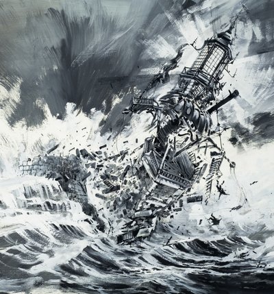 Sentinels of the Ocean (ødeleggelse av Pharos fyrtårn) av English School