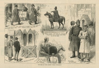 Vaktposter ved London Public Buildings av English School