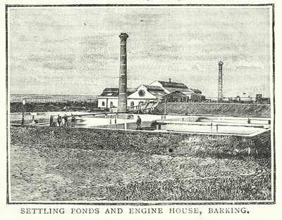 Settlingsdammer og maskinhus, Barking (gravering) av English School