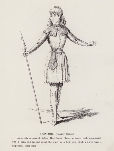 Shakespeare's As You Like It: Rosalind, Forest Dress (litho) av English School