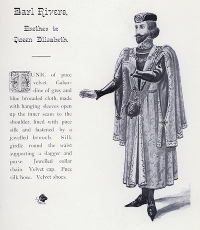 Shakespeares kong Richard III: Earl Rivers, bror til dronning Elizabeth (litho) av English School