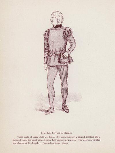 Shakespeares The Merry Wives of Windsor: Simple, Servant to Slender (litho) av English School